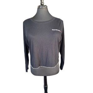 Heartbreaker embroidered ribbed long‎ sleeve lettuce trim cropped shirt size XXL